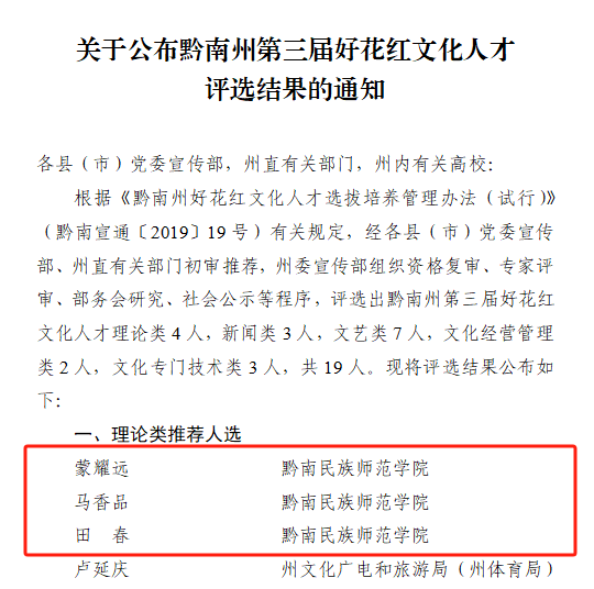 黔南州好花红文化人才+4！